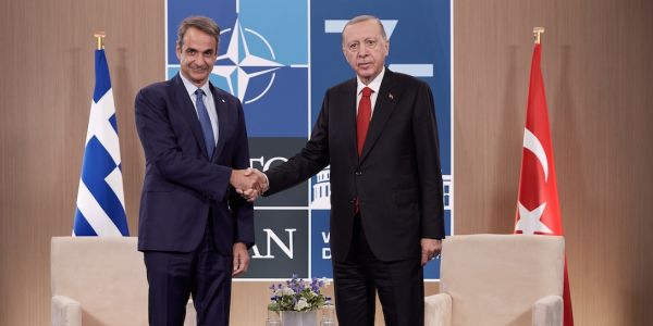 Συνάντηση του Πρωθυπουργού Κυριάκου Μητσοτάκη με τον Πρόεδρο της Τουρκίας Ρετζέπ Ταγίπ Ερντογάν, στο περιθώριο της Συνόδου του ΝΑΤΟ στην Ουάσιγκτον, Τετάρτη 10 Ιουλίου 2024. 
(ΔΗΜΗΤΡΗΣ ΠΑΠΑΜΗΤΣΟΣ/ΓΡΑΦΕΙΟ ΤΥΠΟΥ ΠΡΩΘΥΠΟΥΡΓΟΥ/EUROKINISSI)